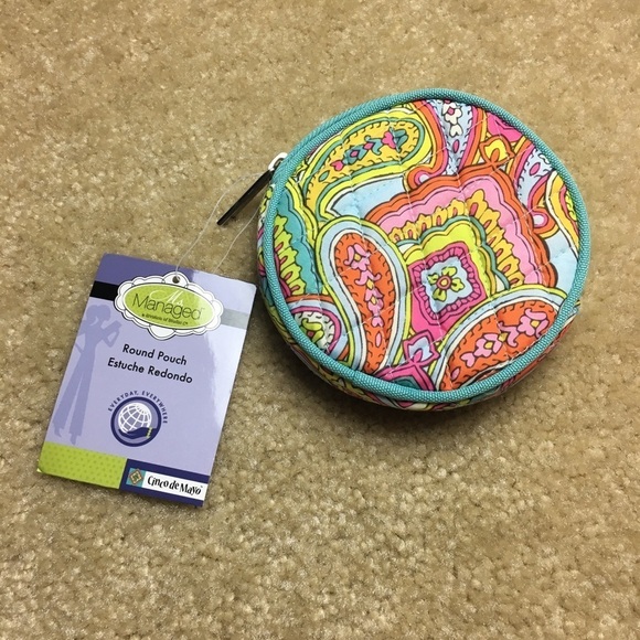 Handbags - Colorful Round Zipper Pouch 5in x 5in NWT